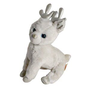 Ty Beanie Baby Snocap Reindeer White Plush Silver Antlers Hooves Collectible Toy